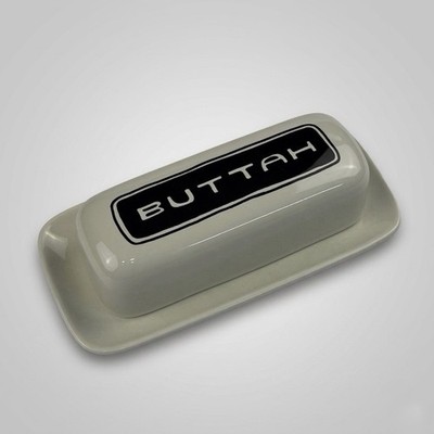 Fishs Eddy Brooklynese ''BUTTAH'' Butter Dish - Kristina Beam - NYC Ceramic