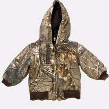 Carhartt Camo Jacket Infant/Toddler Realtree Hooded Zip Quilt Lined Size 18M