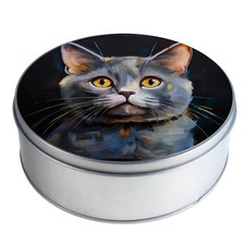 Metalldose /  Vorratsdose / Aufbewahrungsdose rund 15cm - Katze grau 130