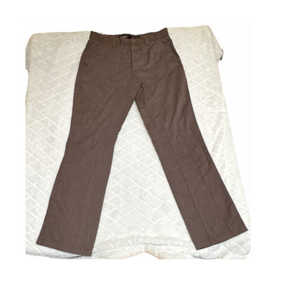 Curly Slim Fit Brown Men's Casual Pants 30x32 Polyester Cotton Straight Leg