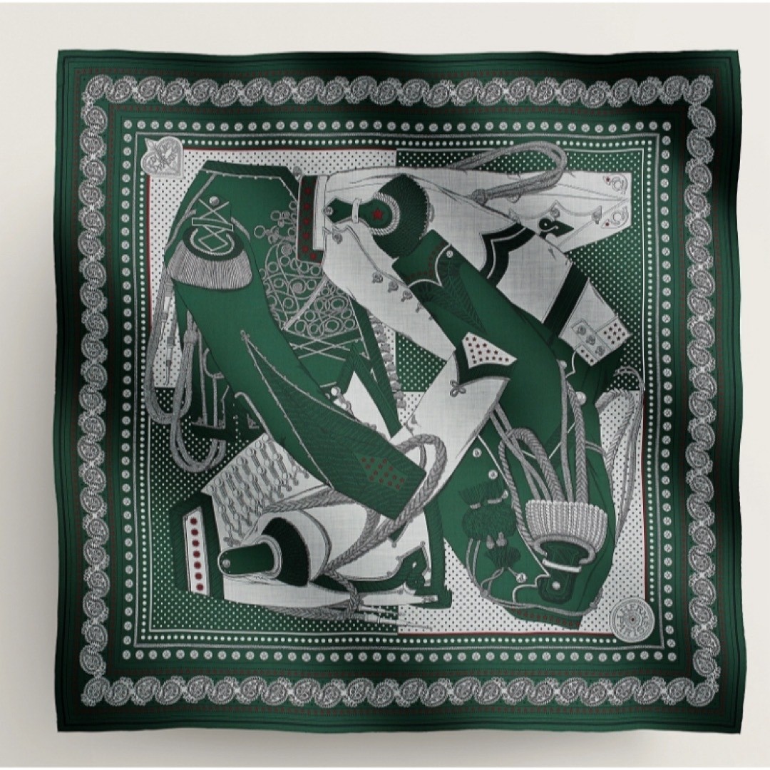 Hermes Shawl Zouaves et Dragons Bandana 140 cm Cashmere silk scarf