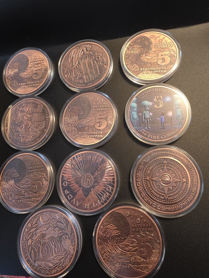 11 Colorized Copper 5oz. Rounds. 55 Ounces Copper Total. Collectors | eBay