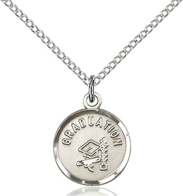 925 Solid Sterling Silver Graduation Medal Pendant Necklace 18'' Chain GiftBox