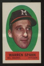 1963 Topps Peel-Offs Warren Spahn Instructions Back EX/MT-NM