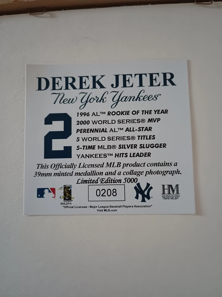 Highland Mint 39mm Minted Medallion A Commemorative Photo Collage Derek Jeter  - Image 4 of 4