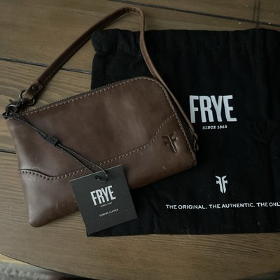 Frye Melissa Wristlet Dark Brown NEW with tags and dust bag Genuine Leather