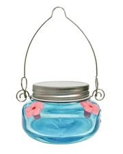 Wild Wings Glass Mason Jar Hummingbird Feeder 6 oz, Teal