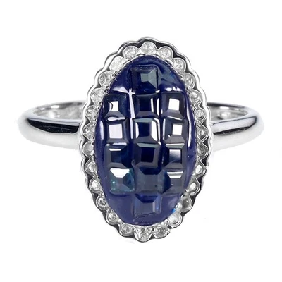 925 Sterling Silber Ring Princess Blauer Saphir 2mm Topas Schmuck Größe 7.5 - Bild 1 von 4