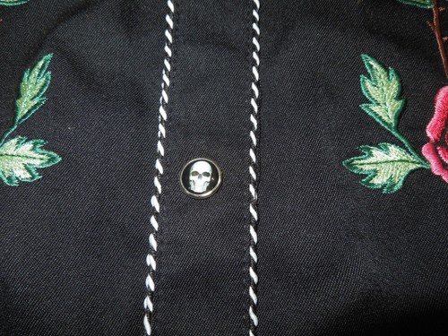 Scully Black Western Shirt Skull & Crossbones Cowboy Embroidered Snap, medium - Picture 5 of 13