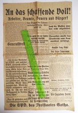 SPD call to the creative people! Free State of Gotha around 1919 notice document