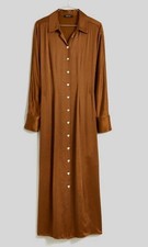 Madewell Satin Button-Front Midi Shirtdress Long Sleeves NWT Size 0