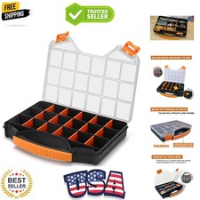High-Impact Plastic Hardware Organizer with 18 Compartments  See-Through Lid