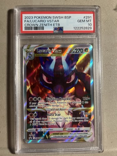 2023 POKEMON FA/LUCARIO VSTAR CROWN ZENITH ETB SWSH BLACK STAR PROMO #291 PSA 10