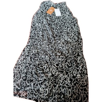 Black White Abstract Print V-Neck Midi A-Line Dress Pleated Woven Size L | eBay Black White Abstract Print V-Neck Midi A-Line Dress Pleated Woven Size L | eBay