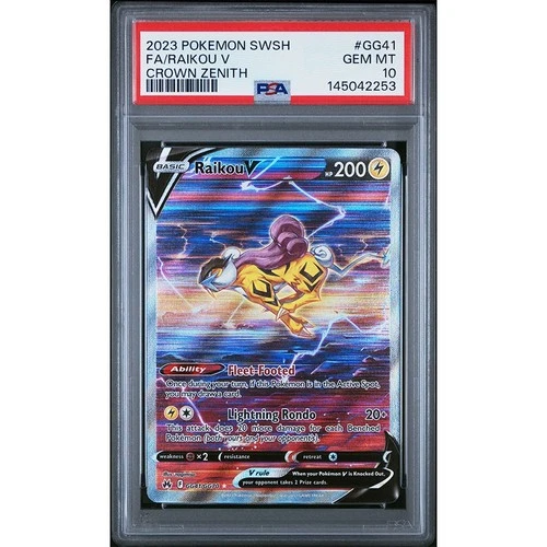 2023 Pokemon TCG SWSH Crown Zenith Raikou V #GG41 Full Art PSA 10 GEM MT