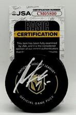 Noah Hanifin signed Vegas Golden Knights Game Puck autographed JSA COA