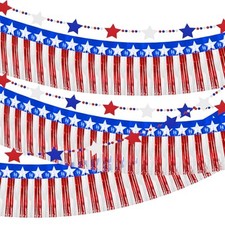 3 Packs 4th of July Decorations 39FT Patriotic Foil Fringe Garland, 4.2FT