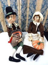 Gathered Traditions Joe Spencer Thanksgiving Artist Dolls W/Tags 36'' Sitters