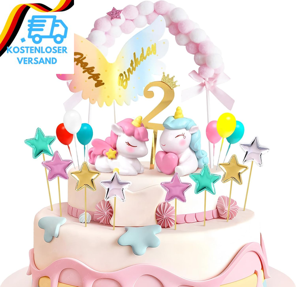 Einhorn Tortendeko 2 Jahre, Einhorn Kuchendeko 2. Geburtstag MäDchen, Torte Kuch-image