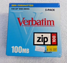 Lot of 4 Verbatim Zip Disks 100MB - 3 Used and 1 New