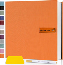 Large Photo Album Self Adhesive Page 11X10.6 Orange 60 Pages Scrapbook