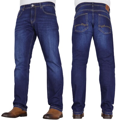 CROSSHATCH Herren Stretch Jeans Basic Work Straight Leg Regular Fit Denim Hose