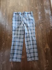 Vintage Sears Perma Prest Plaid Pants Sz 38 Gray Bergundy