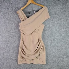 Oxford Dress Womens 6 Beige Camel One Shoulder Ruffle Formal Party NEW NWT 6441