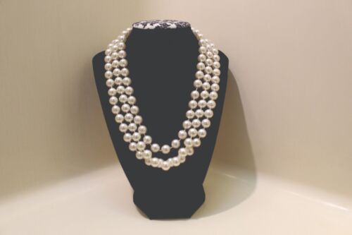 Vintage 3 Strand Faux Pearl Necklace - image 1