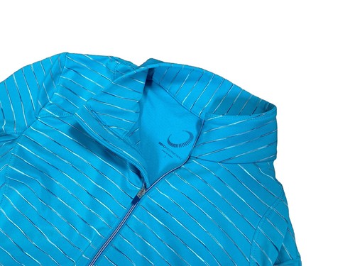 Zero Restriction $145 Renae Quarter Zip Top Size Small Mariner Stripe Blue Shirt - Picture 6 of 8
