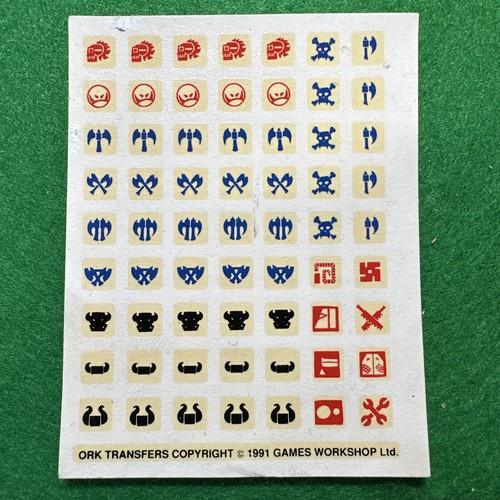Warhammer 40k Orks Ork Rogue Trader Transfer Sheet Decal Games Workshop 90s 1991