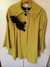 Nwt Designer Kaliko Wool And Cashmere Blend Rosette Detail Coat-fit Uk 10-£250