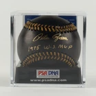 Pete Rose Signed (PSA) OML Black Leather Baseball Inscribed "1975 W.S. MVP" w/ D