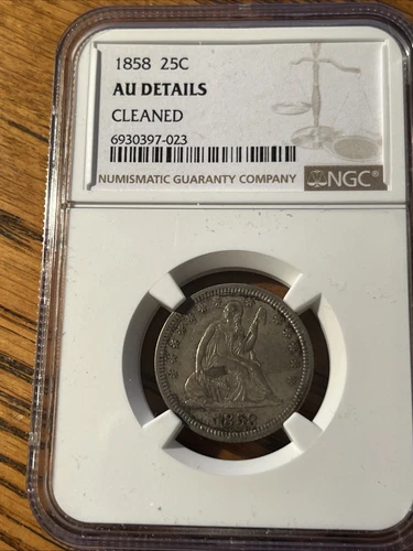 1858 Seated Liberty Quarter AU About Uncirculated Details  NGC Certified