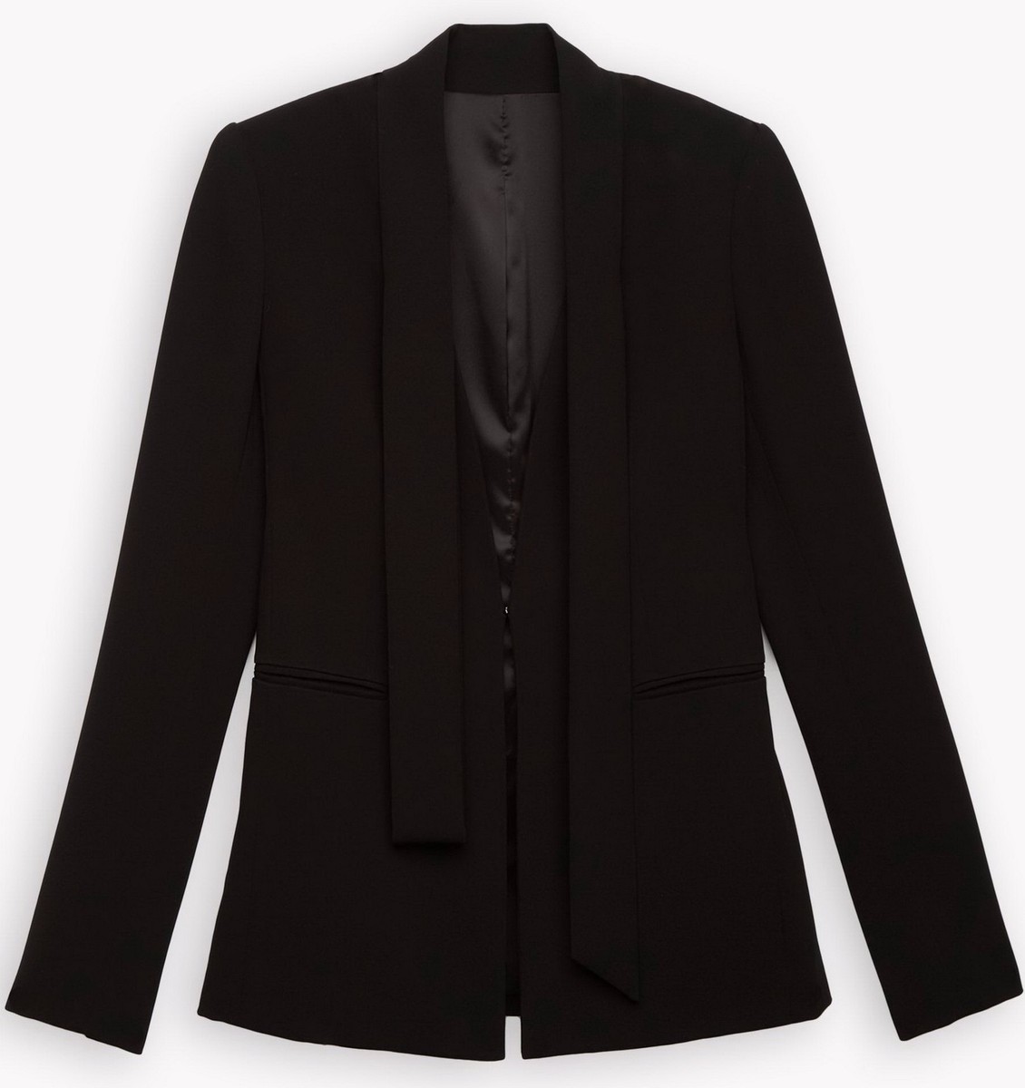 NWOT Theory Black Tie-Neck Crepe Blazer Jacket | Office Workwear