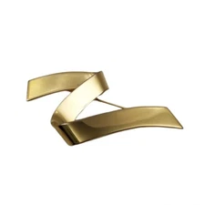 Vtg Monet Gold Tone Ribbon Brooch Pin Minimalism Mid-Century Modern 