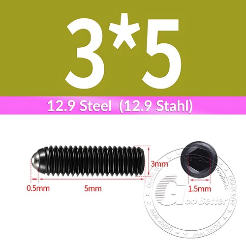 Ball / Spring Plunger Point Grub Screw M3 M4 M5 M6 M8 M10 M12 Set Slotted Screws - Picture 14 of 86