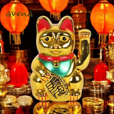 Gold Geld Katze winkt chinesische Glücksdose Neko Maneki Feng Reichtum Gold Lge