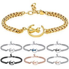 Stainless Steel Cat Pet Urn Keepsake Pendant Cremation Jewelry Ashes Bracelets