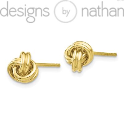 10k Yellow Gold Love Knot Button Stud Earrings Designs by