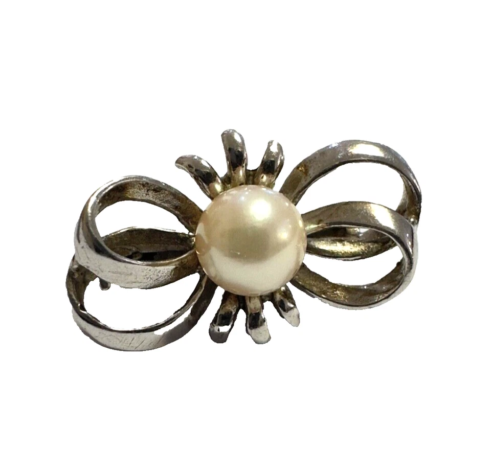 Vintage Perlenkettenclip Clip für Perlenkette 925 er Silber mit Akoya Perle - Bild 2 von 4