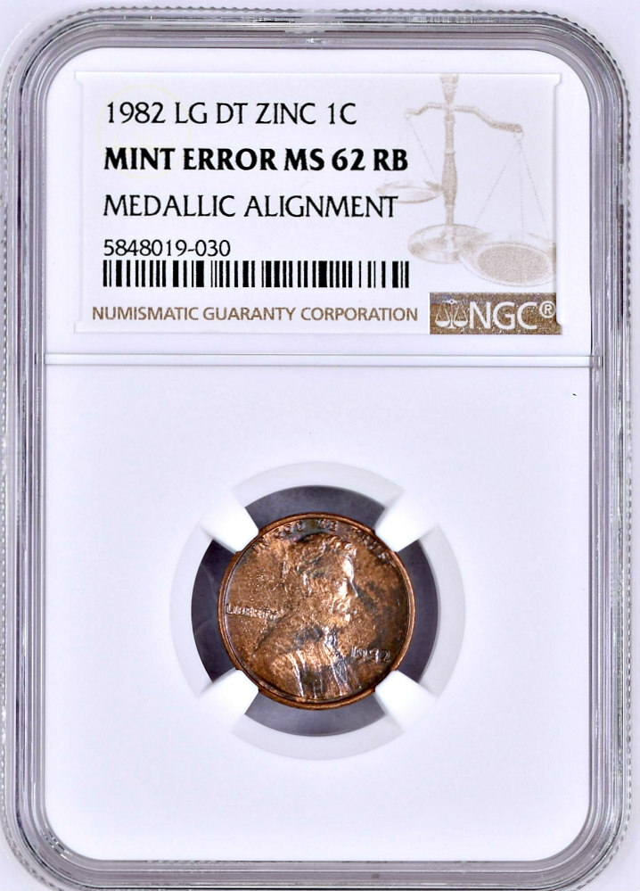 ＮＧＣスラブCOIN ４枚 1985 D 1C NGC MS62 Zinc Lincoln Penny Mint Error Struck On