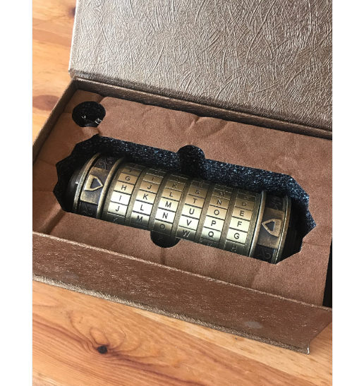 Vintage Bronze Cryptext Portable Code Vault Secret Message Da