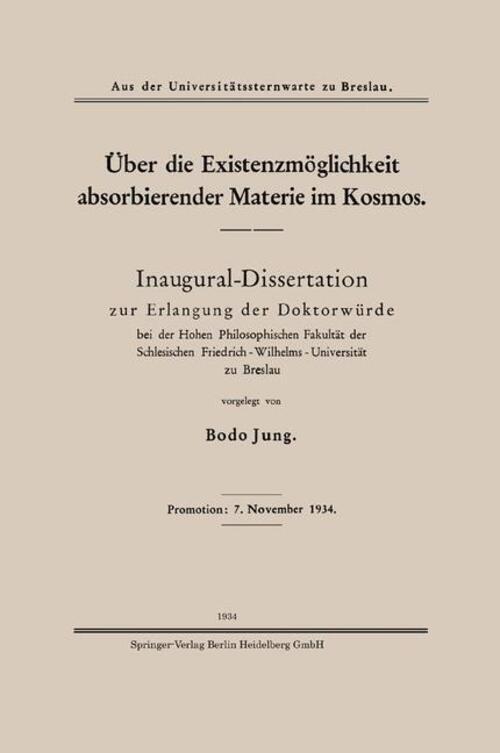 Thumbnail - Bodo Jung | Über Die Existenzmöglichkeit Absorbierender Materie Kosmos