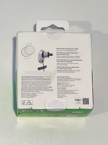 Belkin BoostCharge Pro Magnetic Magsafe 15W Qi2 Wireless Car Vent Charger - Gray - 第 2/2 張圖片
