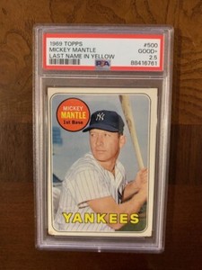 Mickey Mantle 1969 Topps #500 Base (Last Name in Yellow) Price Guide ...