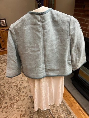 Vtg TWA Flight Attendant Uniform 1960s Aqua 3 piece Jacket Slip Skirt - Picture 5 of 14