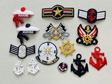 Job Lot 14 Vintage Embroidered Patches Trims Motifs Nautical Navy Marine Iron On