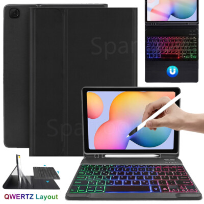 Hülle mit Beleuchtet Tastatur Für Samsung Galaxy Tab A9+ A8 S9 S10 FE S8 S6 Lite