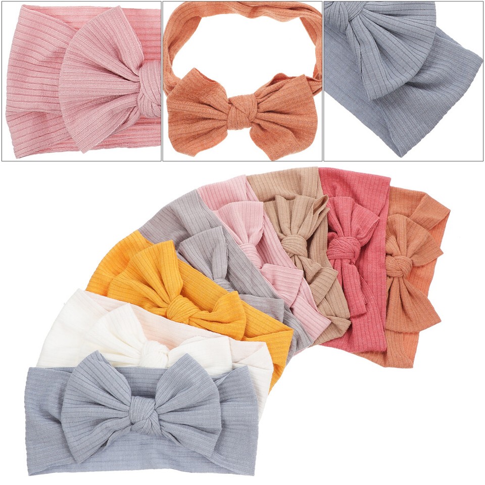 8 Pcs Bow Knot Head Wraps Girl Headscarves Baby Wide Headband Newborn